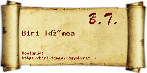 Biri Tímea névjegykártya